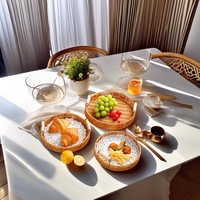 Panier de rangement tressé en plastique style rotin nordique pour l'organisation du bureau, les collations, les fruits, les desserts, le thé de l'après-midi – Polyvalent