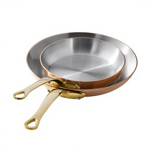 Juego de Sartenes de Cobre con Revestimiento de Acero Inoxidable, Mango de Aleación de Zinc, Redondas, Minimalistas, Duraderas, Utensilios de Cocina - Product Image 1