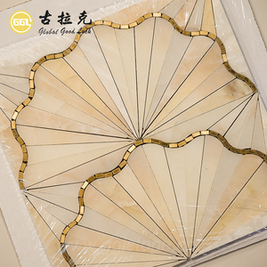Mosaico de Mármol Blanco Ónix de Lujo, Diseño Único en Forma de Abanico, para Decoración de Interiores de Hoteles, Salones, Dormitorios y Paredes de <span class=keywords><strong>Fondo</strong></span> - Product Image 6