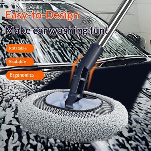 Brosse de lavage de voiture avec manche télescopique coudé, poils doux, outil de nettoyage et d'essuyage sans dommage - Product Image 5