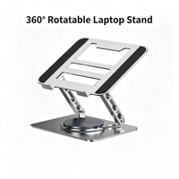 Support d'ordinateur portable ergonomique en aluminium et acier inoxydable, réglable à 360°, pliable, pour téléphone et ordinateur portable