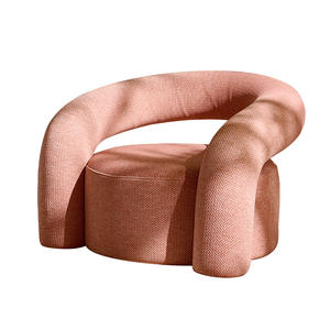 Sillón Individual Nora Rosa, Diseño Curvo, Tela Suave, Estructura de Armazón para Sala de Estar - Product Image 4
