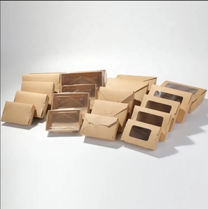 Conteneur d'emballage alimentaire brun personnalisé pour la livraison, bol à <span class=keywords><strong>salade</strong></span>, boîte à lunch carrée en papier kraft brun - Product Image 6
