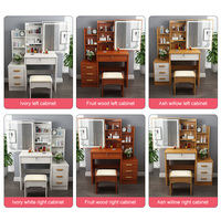 Ensemble coiffeuse moderne éclairée avec miroir intelligent et 6 tiroirs pour chambre à coucher