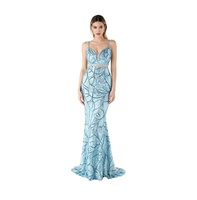 Robe de soirée sirène bleu clair à sequins sur mesure en gros d'usine - Robe de soirée formelle pour femmes