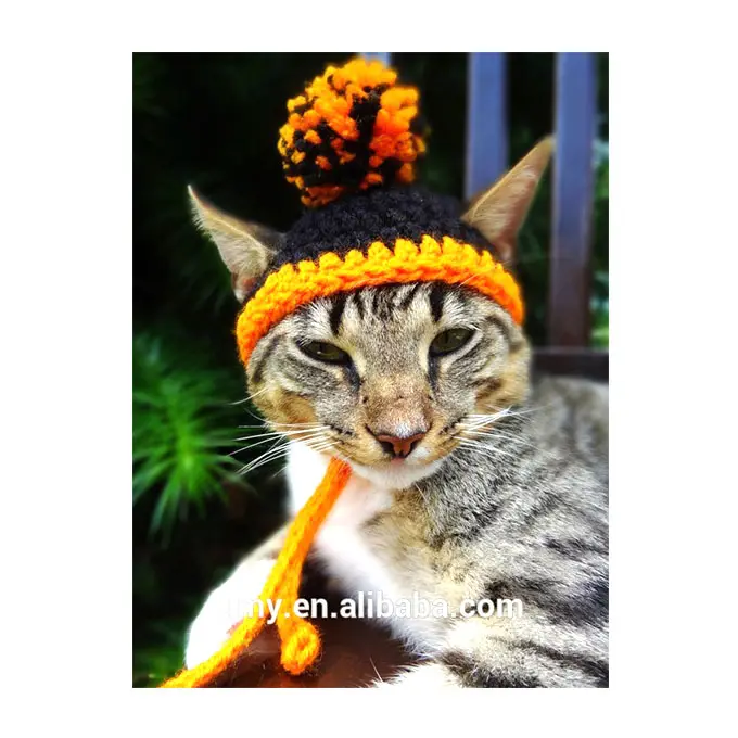 Sombrero de gato, disfraz, Gorro con pompón de Halloween para gatos y perros pequeños
