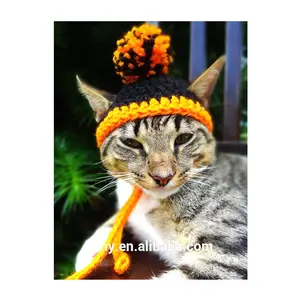 Chapéu do gato fantasia halloween pom pom, gorro para gatos e cachorros pequenos