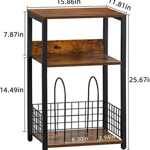 Home Record Storage Rack Wrought Iron Floor Standing Multi Tier <b>Shelf</b> For Living Room Sofa Bedroom <b>Bedside</b> Table - Product Image 5