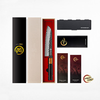 Grandsharp Couteau Santoku 67 couches en acier damassé Couteau Santoku japonais en acier au carbone de 7 pouces avec manche en ébène et bois solidifié