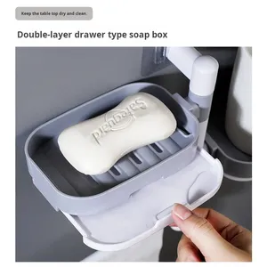 Wholesale T Plastic Multifunctional No-Drill Wall-Mounted Rotating Three-Layer High-End <b>Soap</b> <b>Holder</b> & Rack Storage - Product Image 4