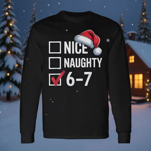 T-shirt a maniche lunghe Nice Naughty 6 7 Slang Meme Xmas - Product Image 3