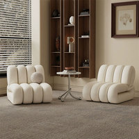 Fauteuil de sol pliant en velours crème, capitonné, convertible, sans accoudoirs, pour salon de villa de luxe