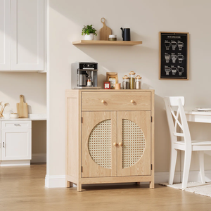 Buffet en rotin élégant avec étagères réglables, meuble de rangement multifonctionnel pour la salle à manger, le salon, l'organisation - Product Image 1