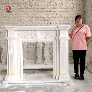 Offre Spéciale Autoportant Intérieur blanc cheminée En <span class=keywords><strong>pierre</strong></span> <span class=keywords><strong>de</strong></span> Marbre - Product Image 6