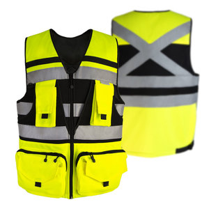 سترة أمان من البوليستر العاكسة الممتازة للرجال مخصصة من شركة تصنيع المعدات الأصلية سترة أمان لأعمال البناء والتشييد ميزة جيدة التهوية لعالم الجيولوجيا - Product Image 1
