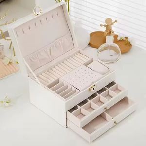 Custom Logo 3 Layers Pu Leather Jewelry Storage <b>Box</b> Desktop Organizer <b>Box</b> for <b>Earring</b> Ring Necklace Bracelet - Product Image 5