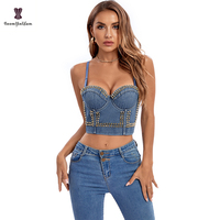 Soutien-gorge en jean, taille Plus, XS, M, L, XL, vêtements pour femmes, push-up, sans couture, Bustier, Corset, avec sangle, nouvelle collection
