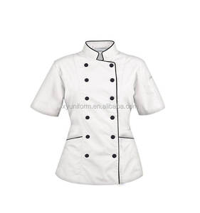 Veste <span class=keywords><strong>de</strong></span> chef à manches courtes avec logo, veste <span class=keywords><strong>de</strong></span> chef, tablier, vêtements <span class=keywords><strong>de</strong></span> travail pour serveur, uniforme <span class=keywords><strong>de</strong></span> cuisine, uniforme <span class=keywords><strong>de</strong></span> restaurant unisexe - Product Image 1