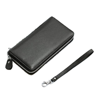 Dompet Kulit Wanita Bertekstur Kasar, Clutch Ber-resleting, Dompet Wanita Mewah Berkualitas Tinggi dari Kulit Asli, Dompet Koin