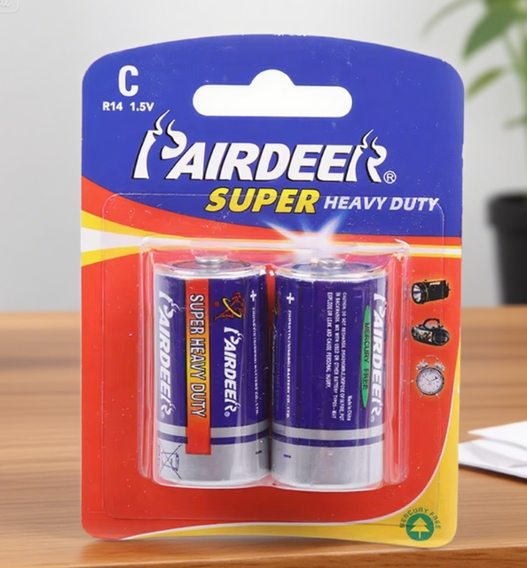 Pairdeer High Power R14p 1.5v Um2 Heavy Duty Battery for Camera Toys Carbon Zinc C Size Batteries