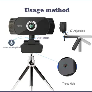 Pequeña cámara web para computadora 1080p Full HD con micrófono con cancelación de ruido para cámara web de video chat