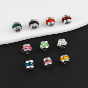 Rhinestone Tube Bead | 18K PVD Stainless Steel Large Hole <b>Spacer</b> Bead for DIY Bracelet Necklace Jewelry Making Accessories - Product Image 3