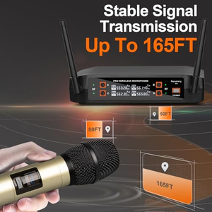 ระบบไมโครโฟนไร้สายแบบรอบทิศทาง วัสดุ ABS ตอบสนองความถี่ 20Hz-20kHz การบันทึกคาราโอเกะไร้สาย UHF - Product Image 4