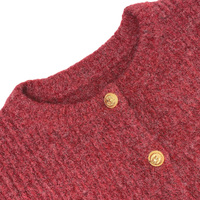 Cardigan en maille torsadée à col rond pour femme, rouge, avec boutons dorés, poches, coupe ample, court, manches longues, pour l'automne et l'hiver