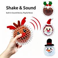 Jouet à mâcher pour chien de Noël, balle TPR à picots avec motifs Père Noël, Bonhomme de neige, Renne et Pudding, jouet interactif pour les dents molaires