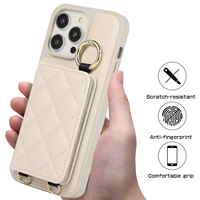 Étui de luxe en similicuir avec support, porte-cartes, fermeture éclair, bandoulière et anneau de maintien pour iPhone 18 Pro Max, 17, 16 Plus, 15, 14, 13, 12