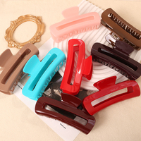 Pince à cheveux carrée en plastique, style requin, 13 cm, creuse, givrée, pour femmes, style européen-américain, vente en gros