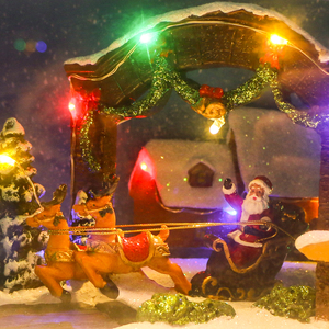 Sculpture de télévision de Noël animée par <span class=keywords><strong>LED</strong></span> Décoration de traîneau du Père Noël mobile en résine pour le présentoir de table de Noël - Product Image 3