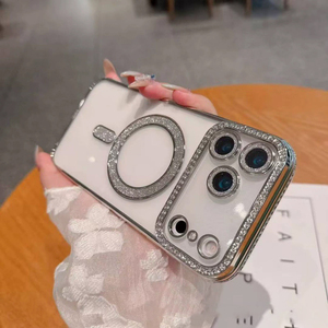 Sparkly Diamond Women Girls Magnetic Clear Glitter Case para iPhone 17 Pro <span class=keywords><strong>Max</strong></span> Cute Luxury Bling Phone Cover - Product Image 3