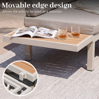 Ensemble de salon de jardin modulable de luxe en aluminium pour extérieur, avec canapé d'angle et table basse