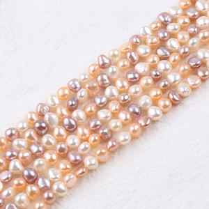 ไข่มุกน้ำจืดแท้ทรงบาร็อคแบบมันเงาสองด้าน ขนาด 5-6 มม. ยี่ห้อ Zhuji ร้อยเชือกพร้อมรูด้านข้าง สำหรับงาน DIY และวัสดุทำเครื่องประดับ - Product Image 1