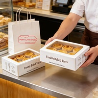 Boîtes en carton jetables personnalisées avec logo pour pâtisseries, tartelettes aux œufs, cupcakes, biscuits, boîtes en carton blanc de qualité alimentaire