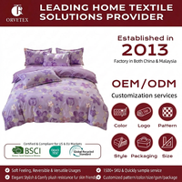 Orvetex Vente en gros de literie en fibre de polyester 100%, draps imprimés colorés, housses de couette, ensemble de couette personnalisé