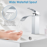 Robinet de salle de bain en nickel brossé, robinet cascade, trou unique, robinet mélangeur d'eau moderne en acier inoxydable, robinet de lavabo de salle de bain