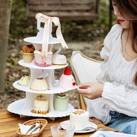 Boîte à cupcakes blanche de luxe ronde haute à 3 4 niveaux pour fête de mariage Boîte à gâteaux transparente avec poignée
