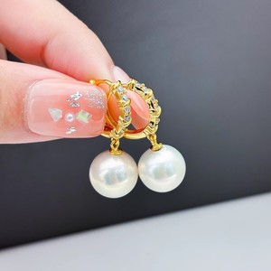 Accesorios de Plata S925 para DIY con Perlas, Broche de Oreja con Cuentas Redondas de 10-15 mm y Bandeja Vacía 22316 - Product Image 1