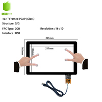 Layar Sentuh LCD 10.1" 1280*800 LH-10198-3 Antarmuka IIC/USB Berbingkai PCAP Panel Sentuh Kapasitif 10.1 Inci