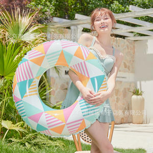 Bouée de natation Xiaolu à carreaux colorés, extra large et épaisse, gonflable sous les aisselles pour adultes, pour piscine et parc aquatique - Product Image 4