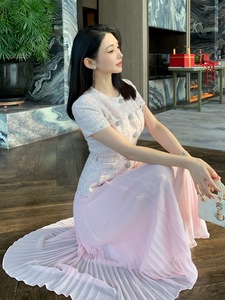 Vestido largo informal <span class=keywords><strong>de</strong></span> chifón con lentejuelas rosas y bordados <span class=keywords><strong>de</strong></span> tweed grueso, estilo patchwork, <span class=keywords><strong>de</strong></span> siete colores, para el Ramadán 2026 - Product Image 3