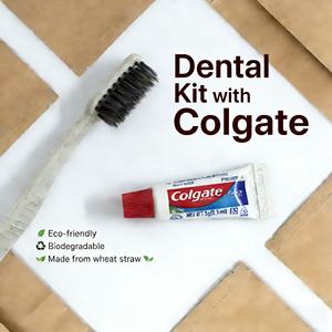 Set de Artículos de Aseo Ecológicos Biodegradables de Papel Kraft para Hotel, Kit de Suministros para Hotel con Cepillo de Dientes de Paja de Trigo y Pasta de Dientes Cologate - Product Image 2