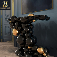 Table console de luxe légère en acier inoxydable de style italien, design en forme de bulle d'or noir pour la maison et le salon de la villa