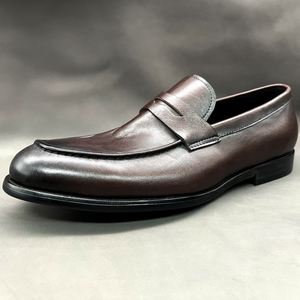 2025 New Men's Best-selling Wash Retro-style Loafers Men Slip-on Leather Casual <b>Shoes</b> Men Abrasion Resistance <b>Driving</b> <b>Shoes</b> - Product Image 5