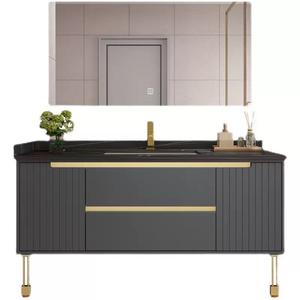 Equipos de baño de estilo de pie Muebles Tocador <span class=keywords><strong>Lavadora</strong></span> Gabinetes de baño Juego de baño negro completo - Product Image 3