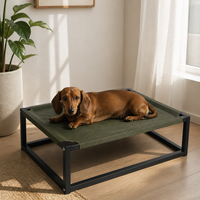 Lit surélevé pour chien et chat, cadre en fer robuste et moderne, simili cuir, amovible, lavable, respirant, confortable, portable, intérieur/extérieur