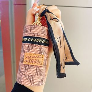 Tas Kulit PU Mewah Terbaru Tempat Lipstik Gantungan Kunci Pompom Aksesoris Mini Tali Pergelangan Tangan Lanyard Gantungan Kunci Pertahanan Diri - Product Image 4