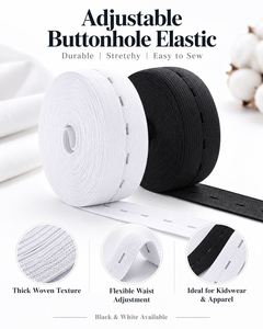 Black White Buttonhole <b>Elastic</b> <b>Band</b> <b>Thick</b> Adjustable Waistband <b>Elastic</b> Tape for Kids Pants Garment Clothing Accessories - Product Image 5